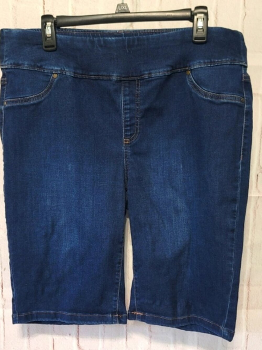 Falls Creek XL Dark Wash Denim Bermuda Shorts Elastic Waist
